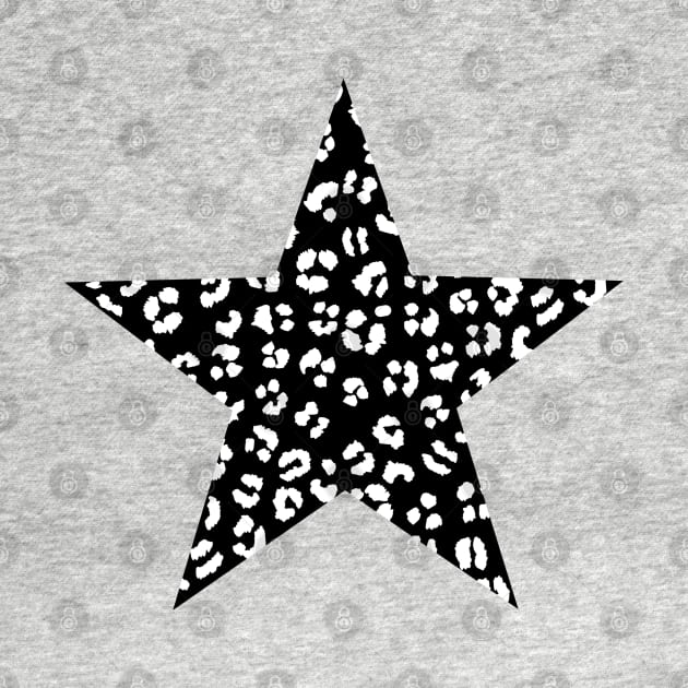 Black and White Leopard Cheetah Print Star by OneThreeSix